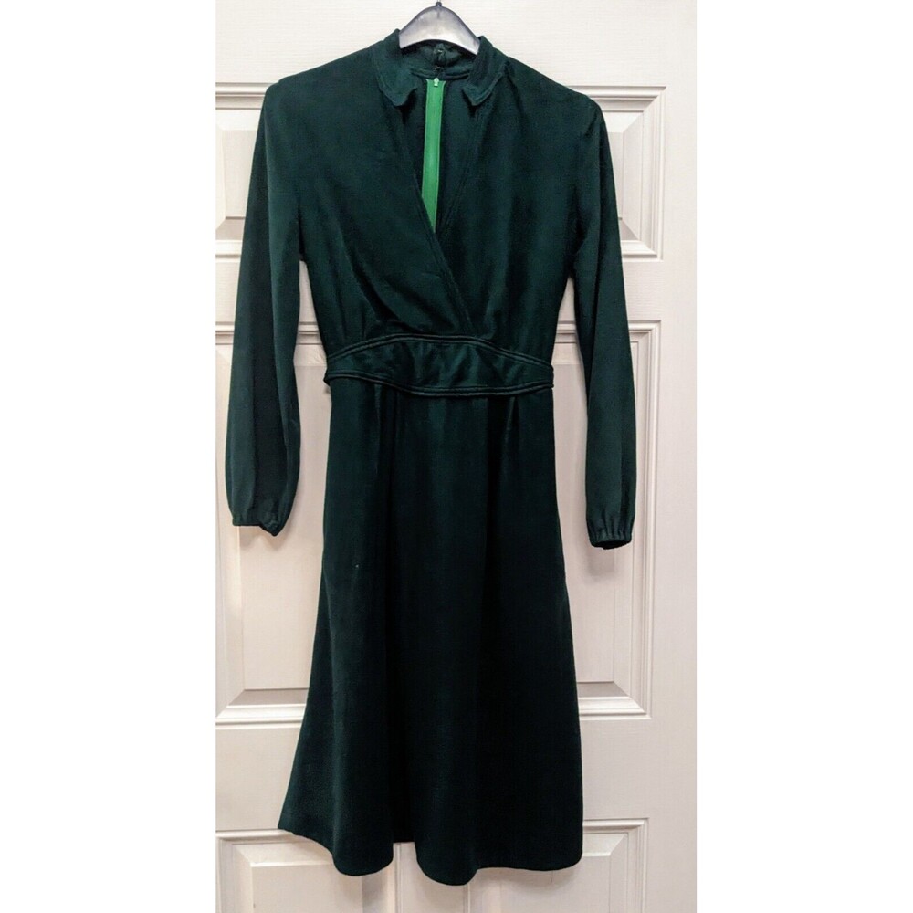 Vintage Velvet Dress Forrest Green Fairy Witchy Long Sleeve V-neck Renaissance
